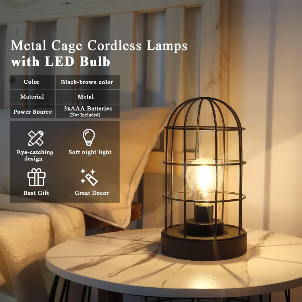 Metal Cage Cordless Lamps