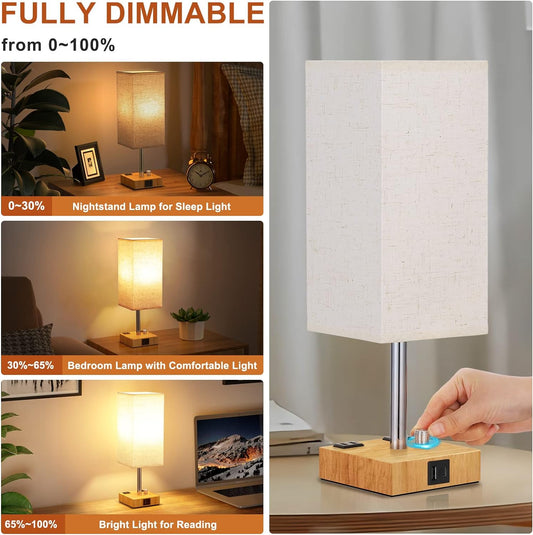 Solid Wood Bedside Lamp